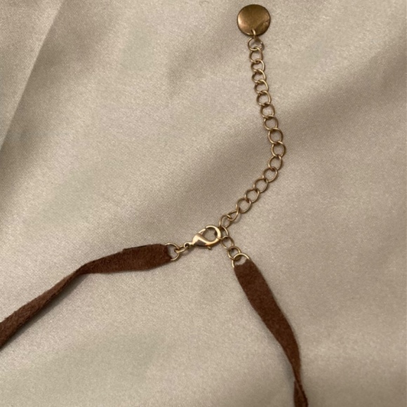 Necklace Brass Discs Brown Suede Cord 18” with 3” Extnsn Lobster Claw Clasp VGUC - Picture 3 of 12